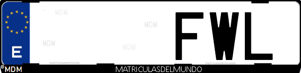 Imágen de matrícula de coche con letras FWL de España