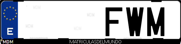 Imágen de matrícula de coche con letras FWM de España