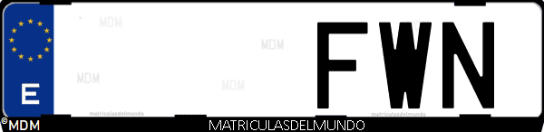 Imágen de matrícula de coche con letras FWN de España
