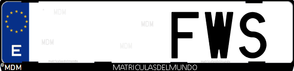 Imágen de matrícula de coche con letras FWS de España
