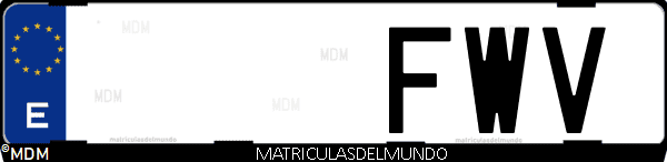 Imágen de matrícula de coche con letras FWV de España