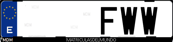 Imágen de matrícula de coche con letras FWW de España