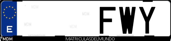 Imágen de matrícula de coche con letras FWY de España