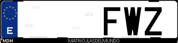 Imágen de matrícula de coche con letras FWZ de España