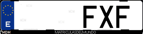 Imágen de matrícula de coche con letras FXF de España