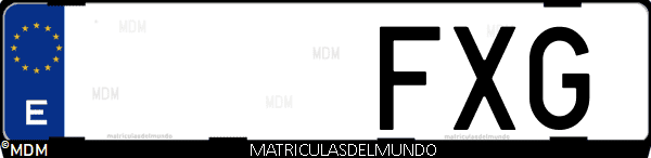 Imágen de matrícula de coche con letras FXG de España