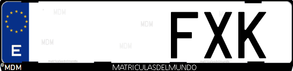 Imágen de matrícula de coche con letras FXK de España