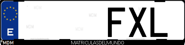 Imágen de matrícula de coche con letras FXL de España