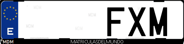 Imágen de matrícula de coche con letras FXM de España