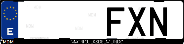 Imágen de matrícula de coche con letras FXN de España