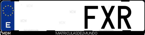 Imágen de matrícula de coche con letras FXR de España