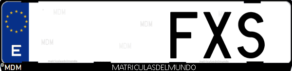 Imágen de matrícula de coche con letras FXS de España