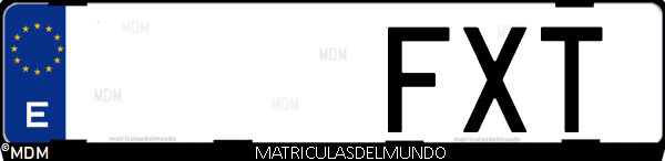 Imágen de matrícula de coche con letras FXT de España