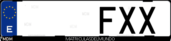 Imágen de matrícula de coche con letras FXX de España