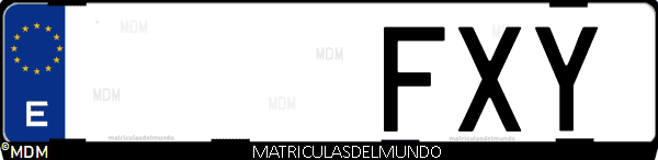 Imágen de matrícula de coche con letras FXY de España