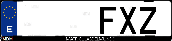 Imágen de matrícula de coche con letras FXZ de España