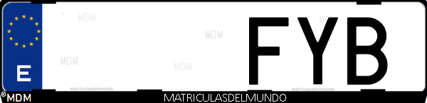 Imágen de matrícula de coche con letras FYB de España