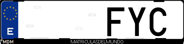 Imágen de matrícula de coche con letras FYC de España
