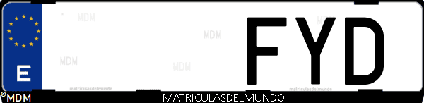 Imágen de matrícula de coche con letras FYD de España