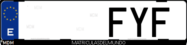Imágen de matrícula de coche con letras FYF de España