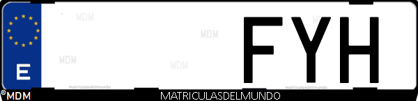 Imágen de matrícula de coche con letras FYH de España