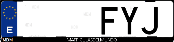 Imágen de matrícula de coche con letras FYJ de España