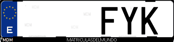 Imágen de matrícula de coche con letras FYK de España