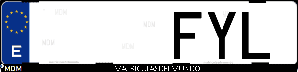 Imágen de matrícula de coche con letras FYL de España