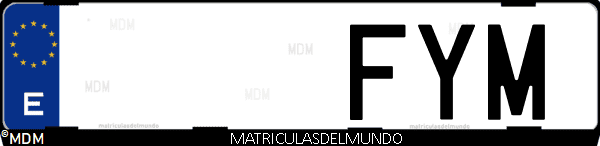 Imágen de matrícula de coche con letras FYM de España