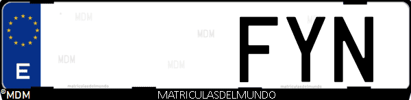 Imágen de matrícula de coche con letras FYN de España