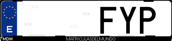 Imágen de matrícula de coche con letras FYP de España