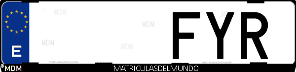 Imágen de matrícula de coche con letras FYR de España