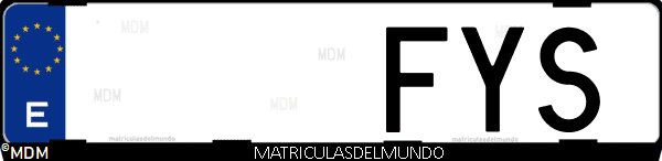 Imágen de matrícula de coche con letras FYS de España