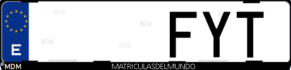 Imágen de matrícula de coche con letras FYT de España