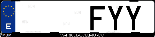 Imágen de matrícula de coche con letras FYY de España