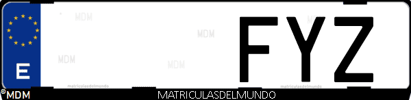 Imágen de matrícula de coche con letras FYZ de España