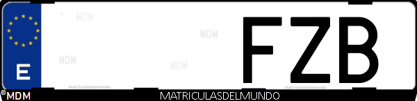 Imágen de matrícula de coche con letras FZB de España
