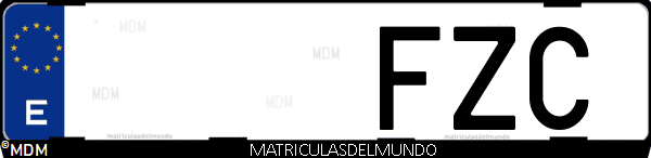 Imágen de matrícula de coche con letras FZC de España