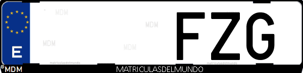 Imágen de matrícula de coche con letras FZG de España