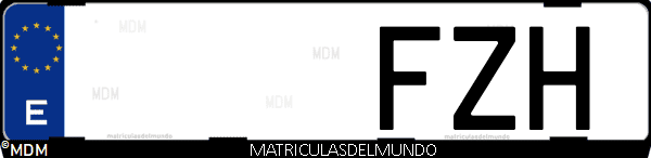 Imágen de matrícula de coche con letras FZH de España