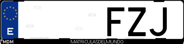 Imágen de matrícula de coche con letras FZJ de España