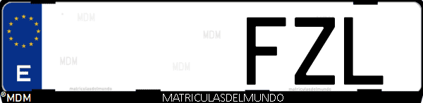 Imágen de matrícula de coche con letras FZL de España