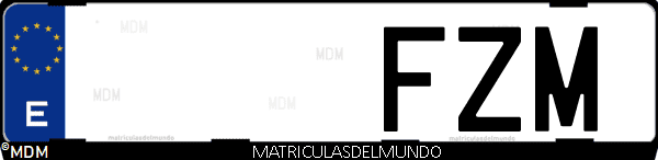 Imágen de matrícula de coche con letras FZM de España