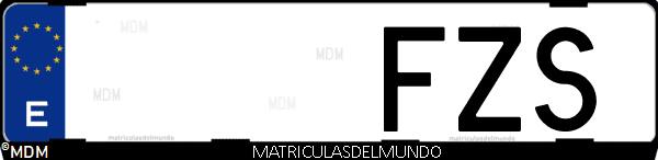 Imágen de matrícula de coche con letras FZS de España