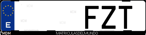 Imágen de matrícula de coche con letras FZT de España