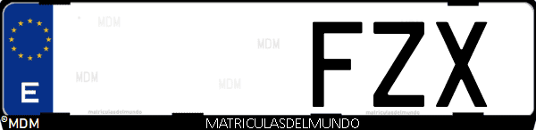 Imágen de matrícula de coche con letras FZX de España