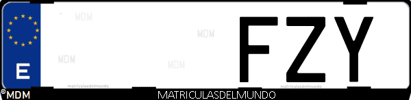 Imágen de matrícula de coche con letras FZY de España