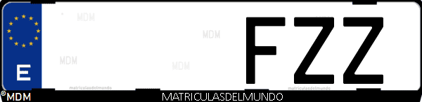Imágen de matrícula de coche con letras FZZ de España