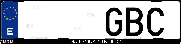 Imágen de matrícula de coche con letras GBC de España