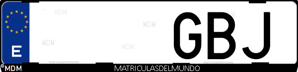 Imágen de matrícula de coche con letras GBJ de España